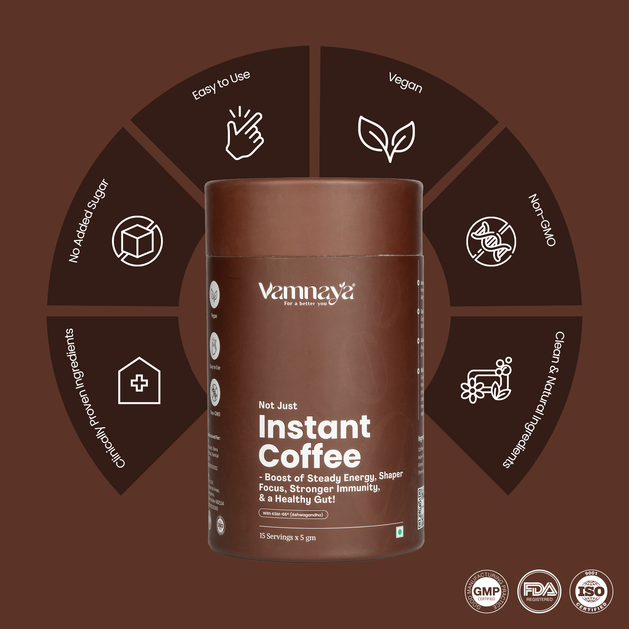 Instant Coffee | With Ashwagandha, Shiitake, Maitake Mushrooms, Taurine, Coffee Arabica
