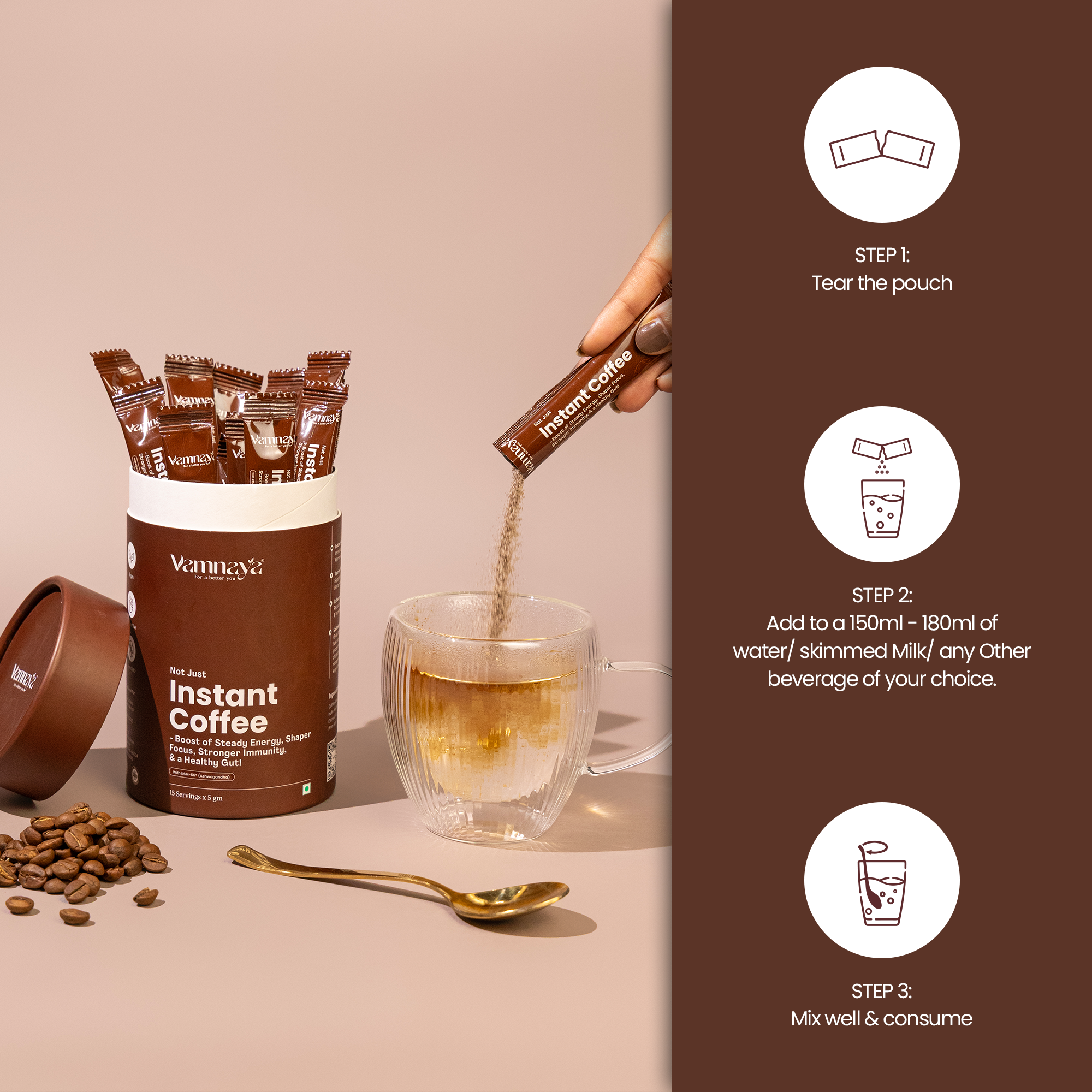 Instant Coffee | With Ashwagandha, Shiitake, Maitake Mushrooms, Taurine, Coffee Arabica