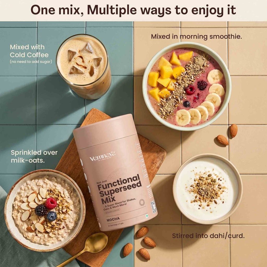 Functional Superseed Mix Powder | With Chia Seeds, Sunflower Seeds, Flax Seeds, Sesame Seeds, Isabgol & Prebiotic