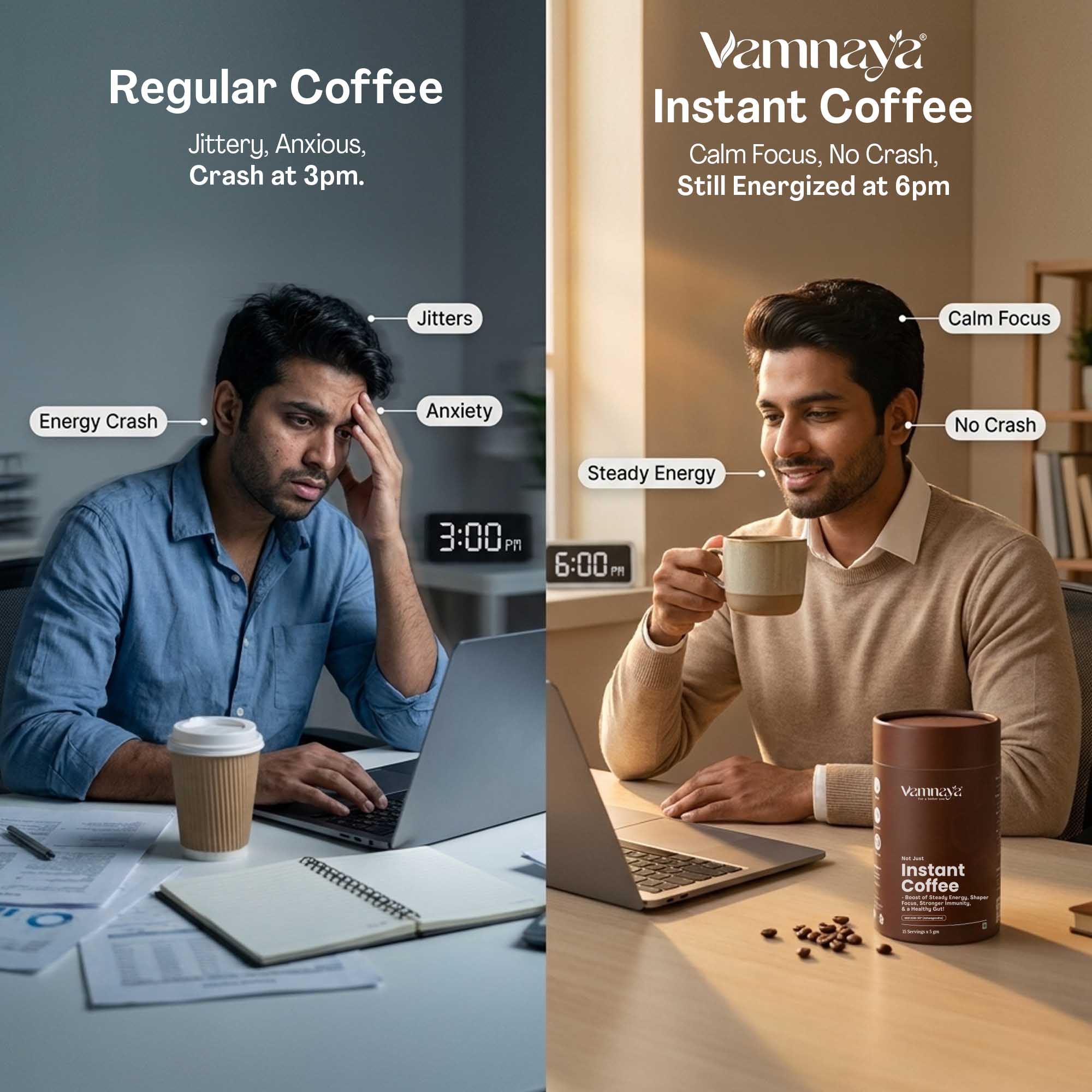 Instant Coffee | With Ashwagandha Root Extract, Shiitake, Maitake Mushrooms, Taurine, Coffee Arabica