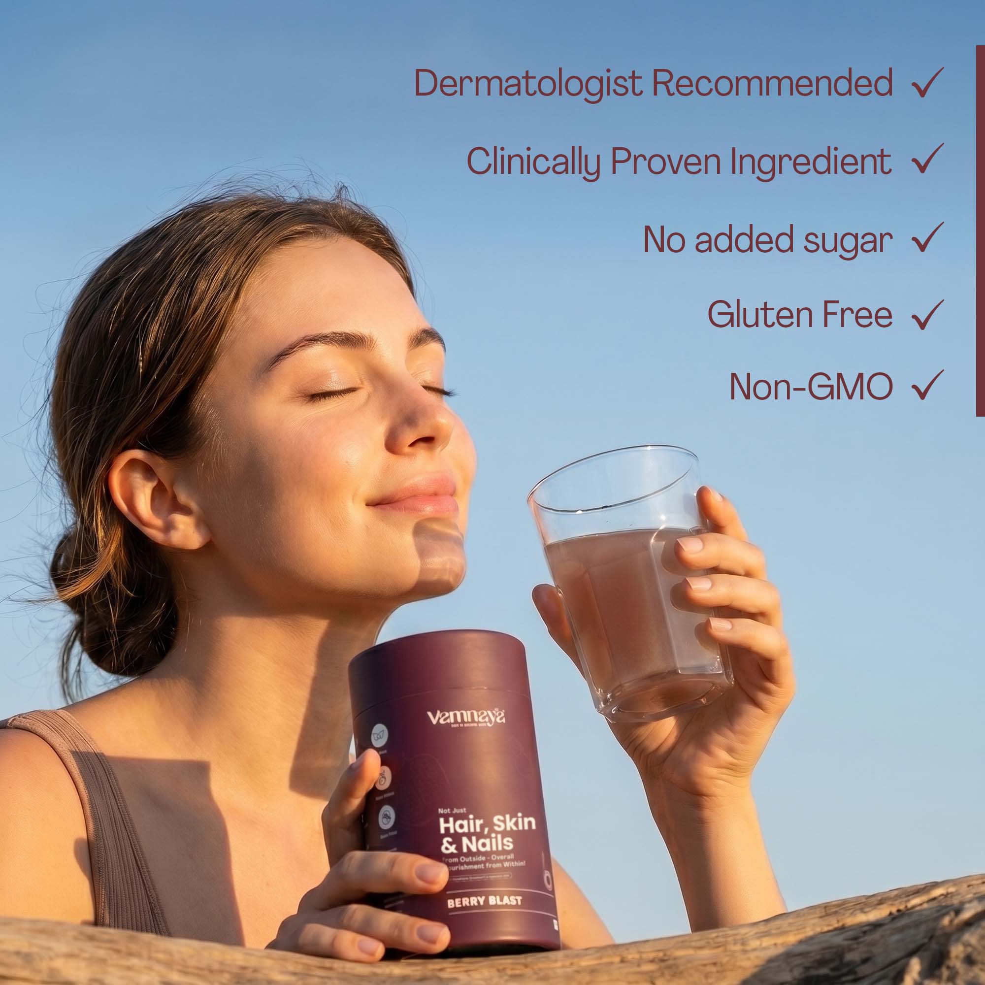 Hair, Skin & Nails | With Glutathione, Hyaluronic Acid, Fruits, Bamboo Root & Pine Bark Extract