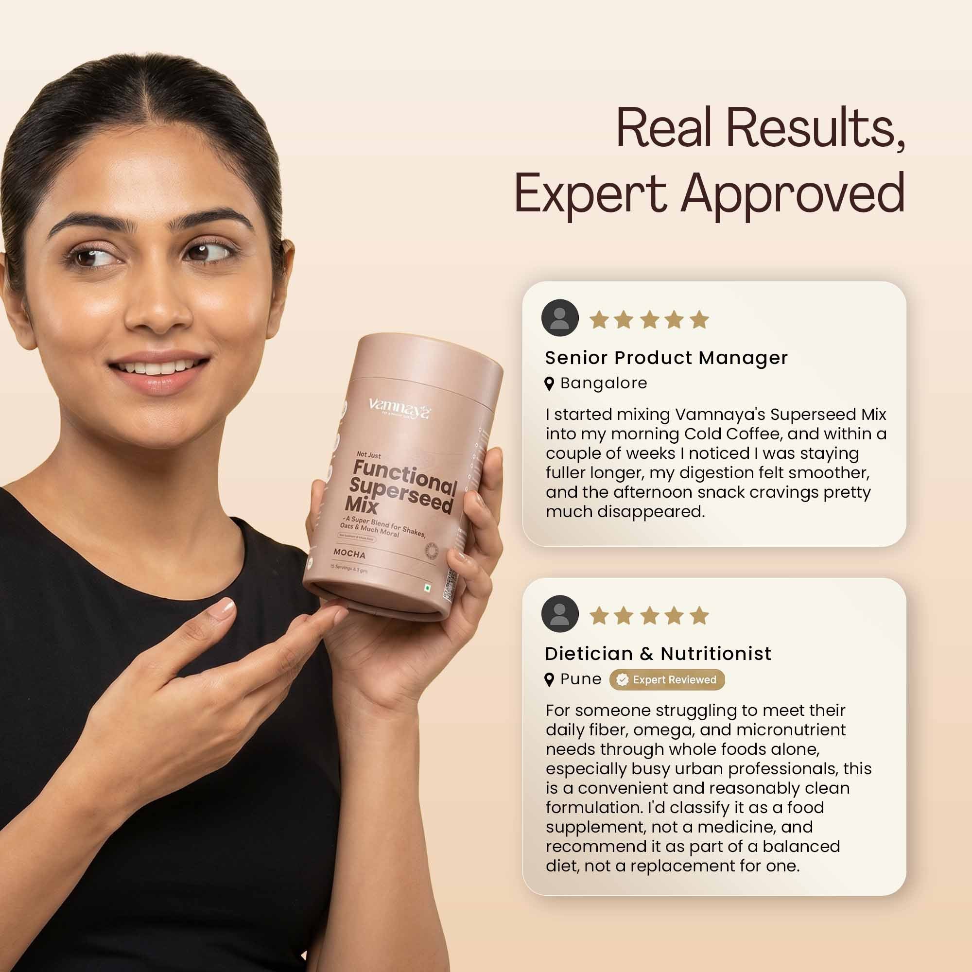 Functional Superseed Mix Powder | With Chia Seeds, Sunflower Seeds, Flax Seeds, Sesame Seeds, Isabgol & Prebiotic